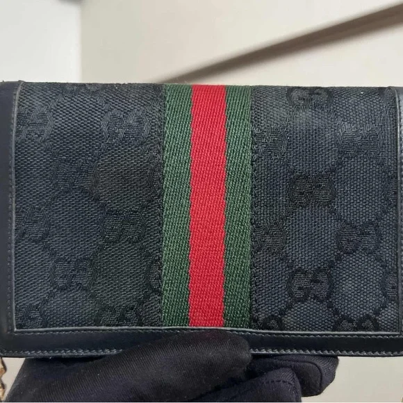 Authentic Vintage Sherry Black Nano Clutch Gucci Crossbody Purse Wallet Bag - Picture 14 of 16